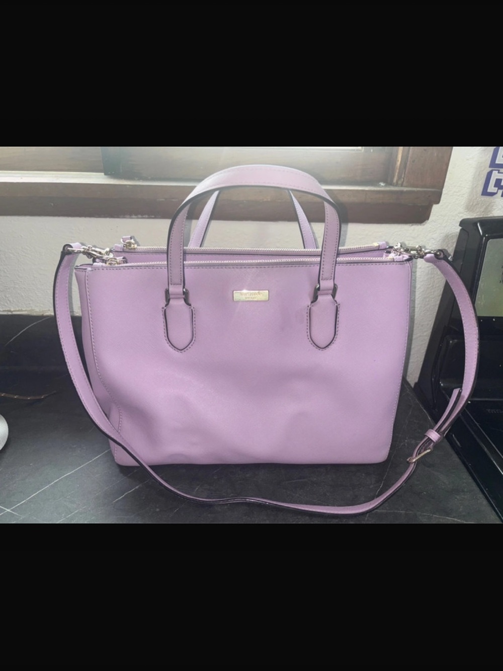 Kate Spade Lavender Top-Handle Tote Bag with Detachable Strap